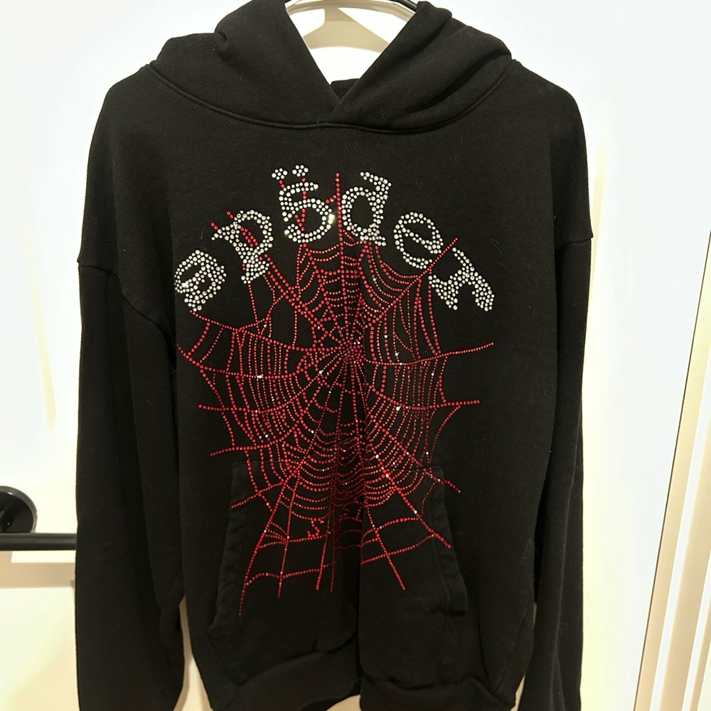 Sp5der OG rhinestone hoodie